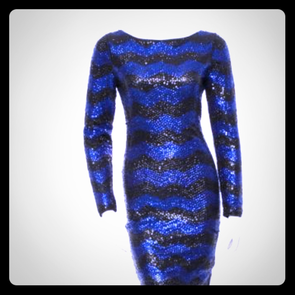 Alice Olivia Fiona Sequin Chevron Stripe Dress - image 1